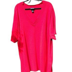 Great for upcoming Christmas fesivities--Red sweater like short sleeved top